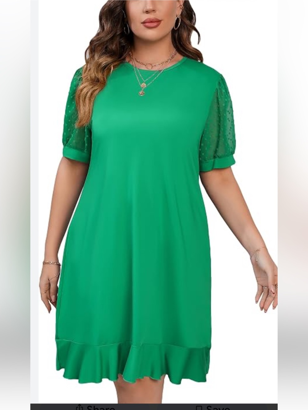 CeCe Lush Green Swiss Dot Puff Sleeve Ruffle Hem Dress XL NWT - FLAW